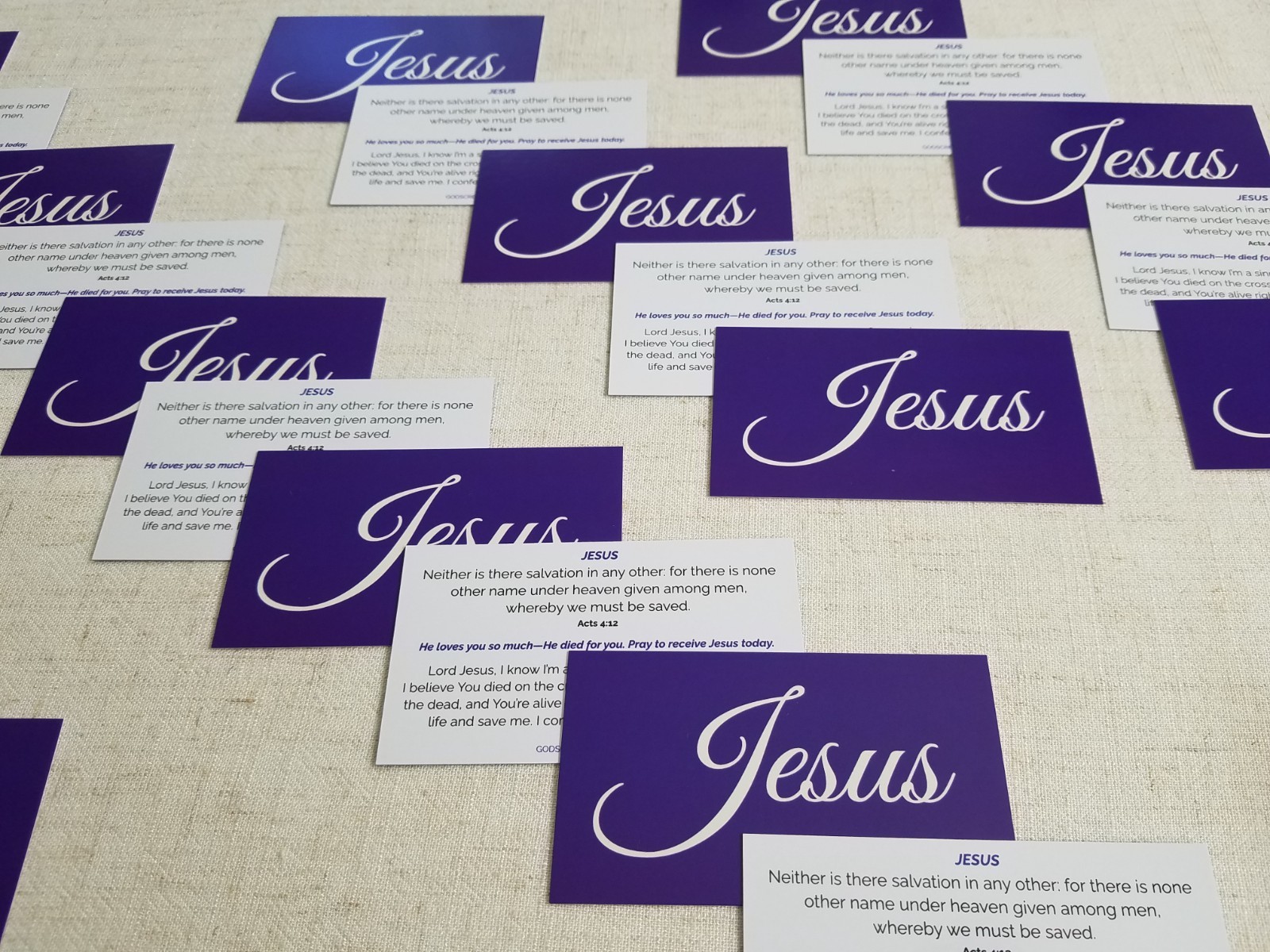 Jesus Gospel Tracts – 50 Salvation Cards (Acts 4:12, 2-Pack) – Evangelism – Free