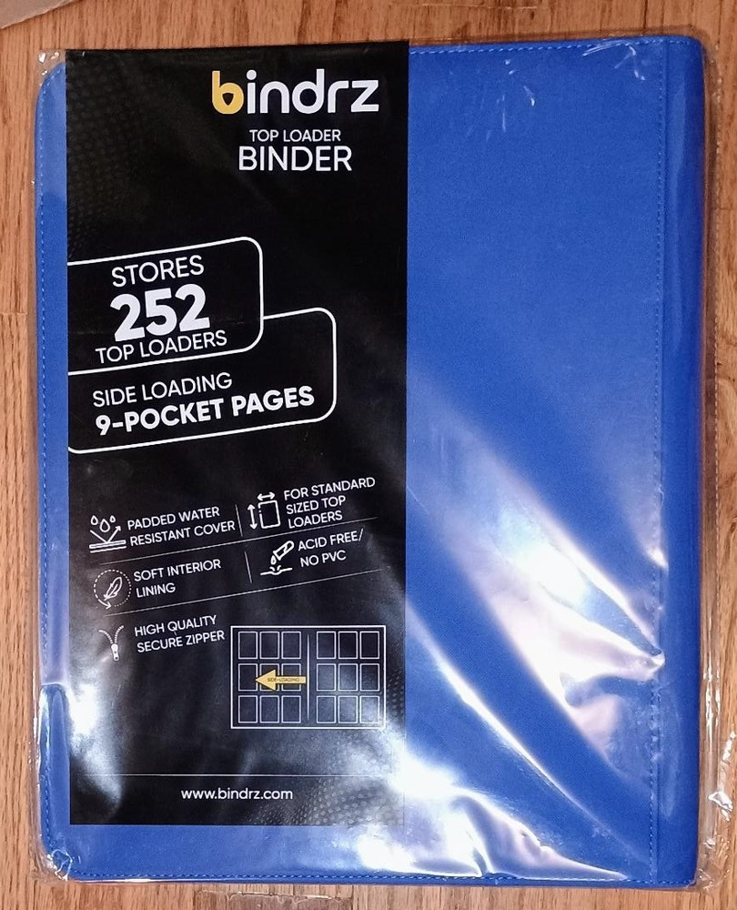 BINDRZ 9-Pocket 252 Top Loader Water Binder w/Side Loading Pockets Blue NEW