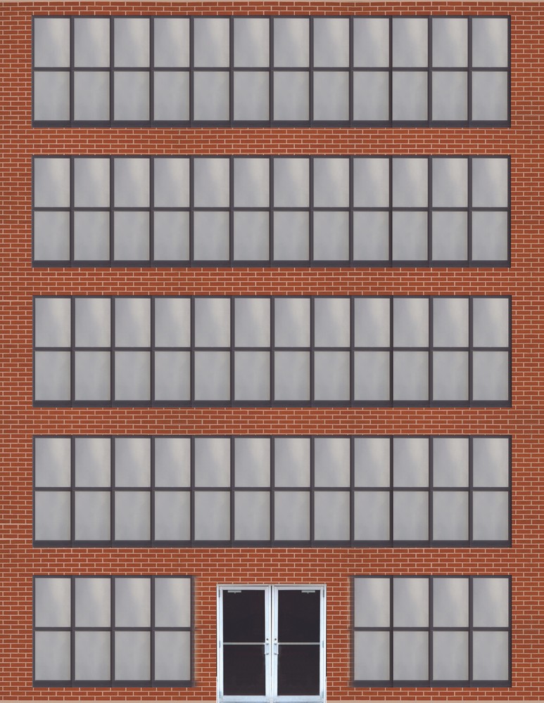 Background High-Rise Flat Front City Buildings for HO Scale Model Train Layout