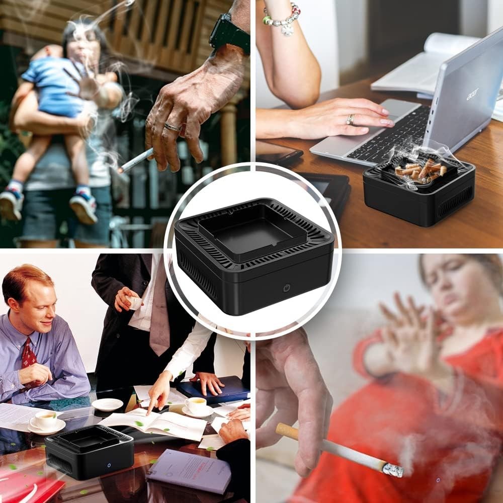 Square Smokeless Ashtray with Activated Carbon