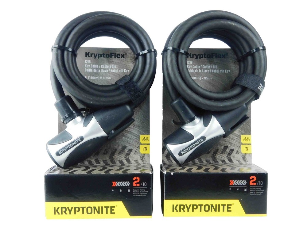 Kryptonite KryptoFlex 1218 6 ft Key Cable w/ FlexFrame-C bracket 2-Pack