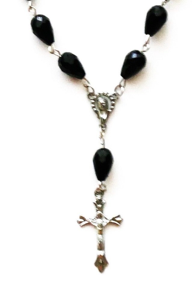 Black Beads Small Rosary / Car Rosary