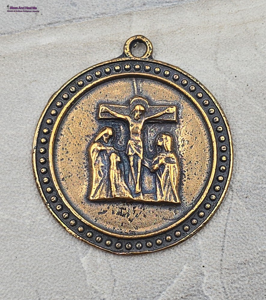 Three Maries at the Cross-Solid Bronze Hand-Cast Large Devotional Medal