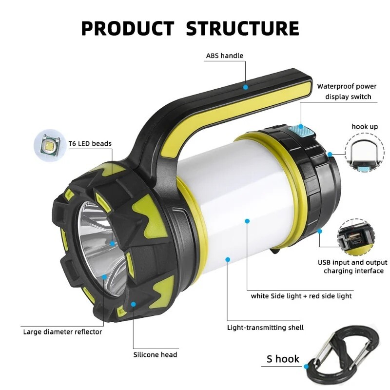 LED Camping Lantern USB Rechargeable Camping Tent Light Lamp Flashlight Portable