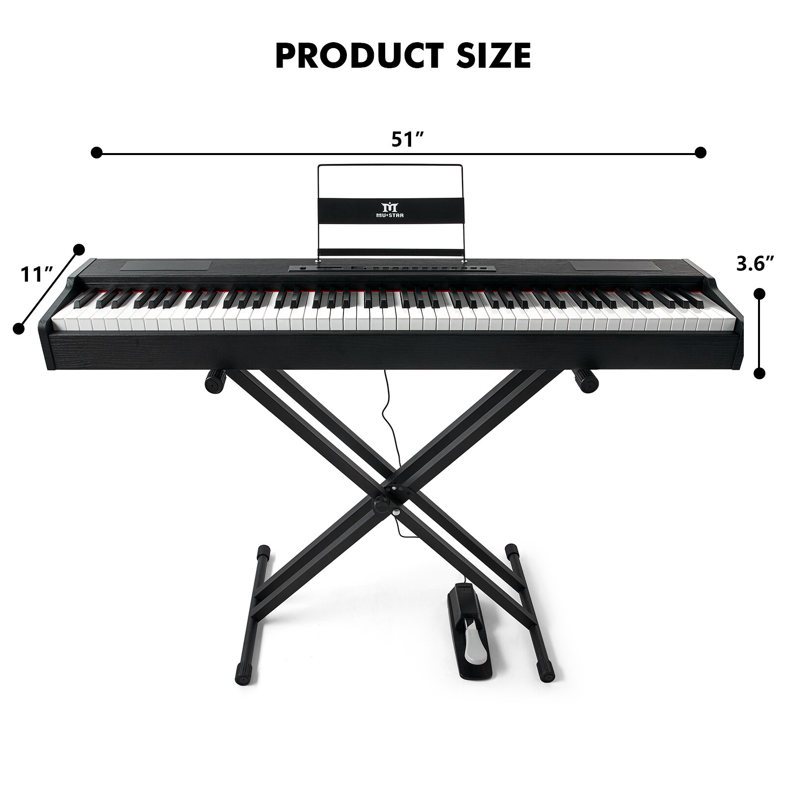 Black 88Key Full Weighted Hammer Action Digital Piano Keyboard w/Pedal,Stand,Bag
