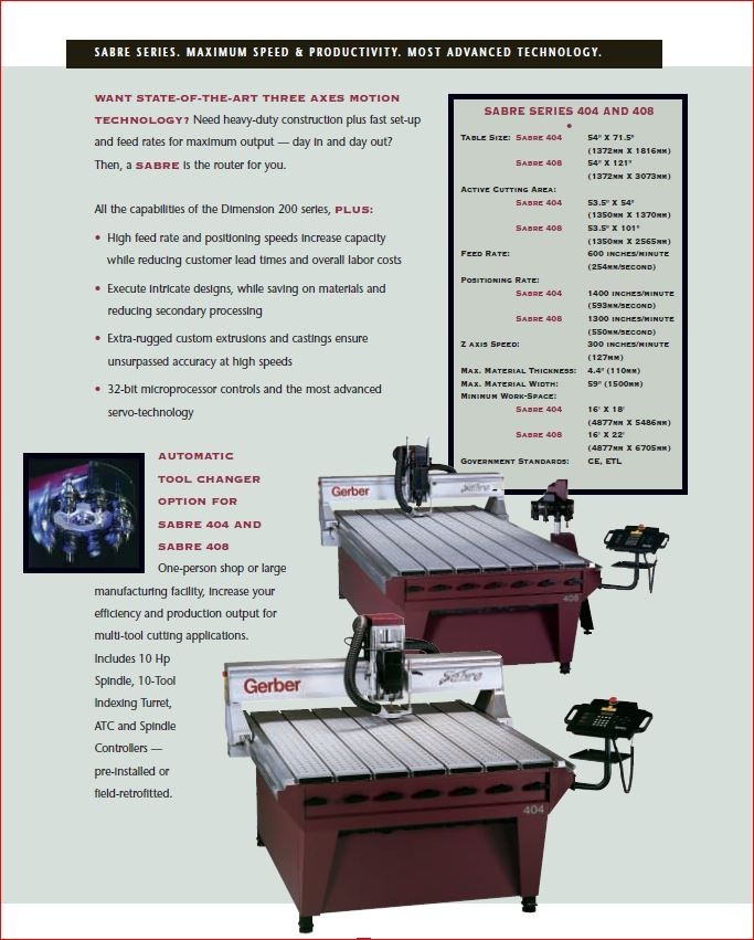 USED C&C GERBER SABRE 4'X8' ROUTER TABLE