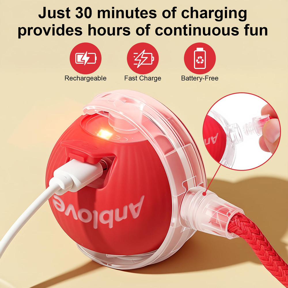 Anblove Interactive Electric Automatic Rolling Moving Activate Pet Play Red ball