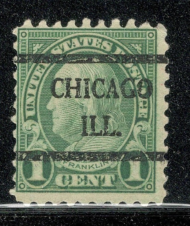 Sc # 581 ~ 1 cent Franklin Issue, Precancel, CHICAGO ILL.