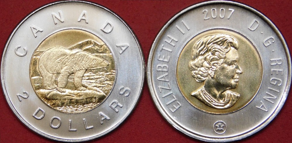 Brilliant Uncirculated 2007 Canada 2 Dollars From Mint's Roll