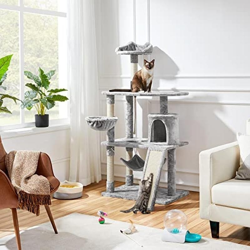 63.5in Multi-Level Cat Tree Tower Condo with Scratching Posts Platform & Hammock