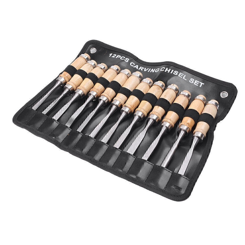 Wood Carving Hand Chisel Set Woodworking Professional Lather Gouges Tools Kit
