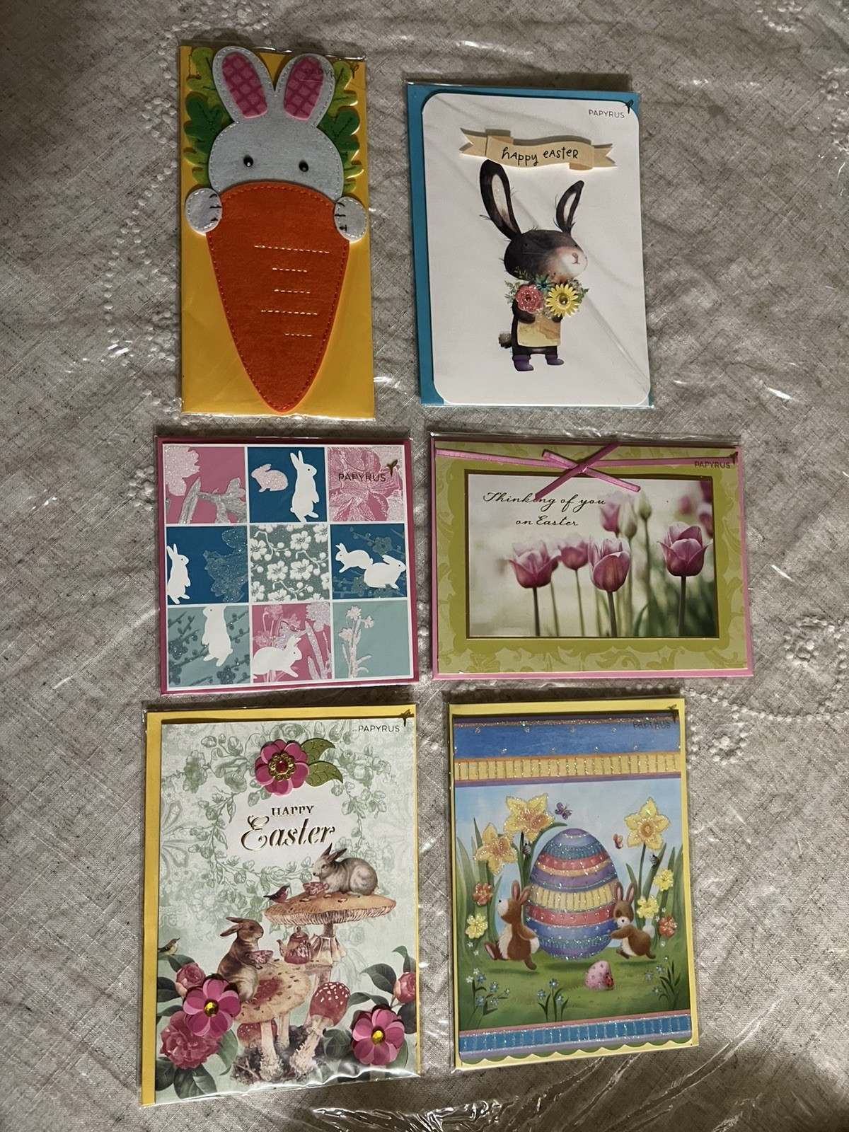 Papyrus Lot Of 6 Gorgeous Easter Cards New 3D Bunny Eggs Flowers Embellished