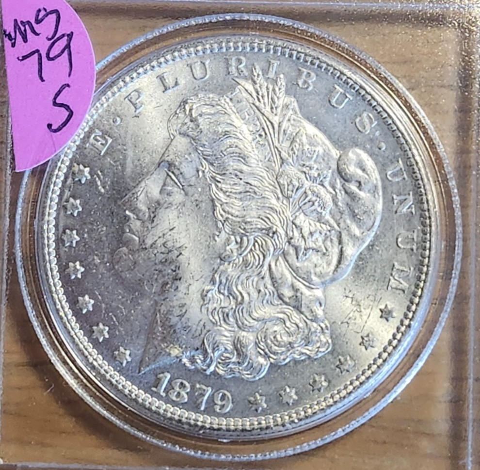 1879 S MS+ MORGAN 90% SILVER