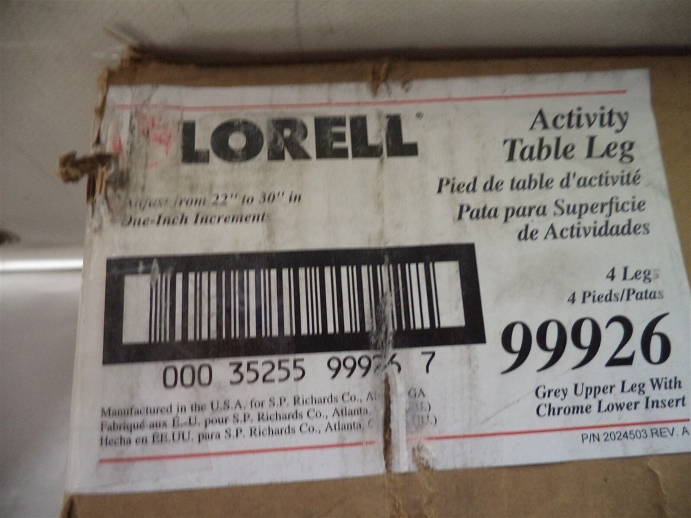 Lorell Activity Table Leg Kit Only, 4/CT, Silver LLR99926