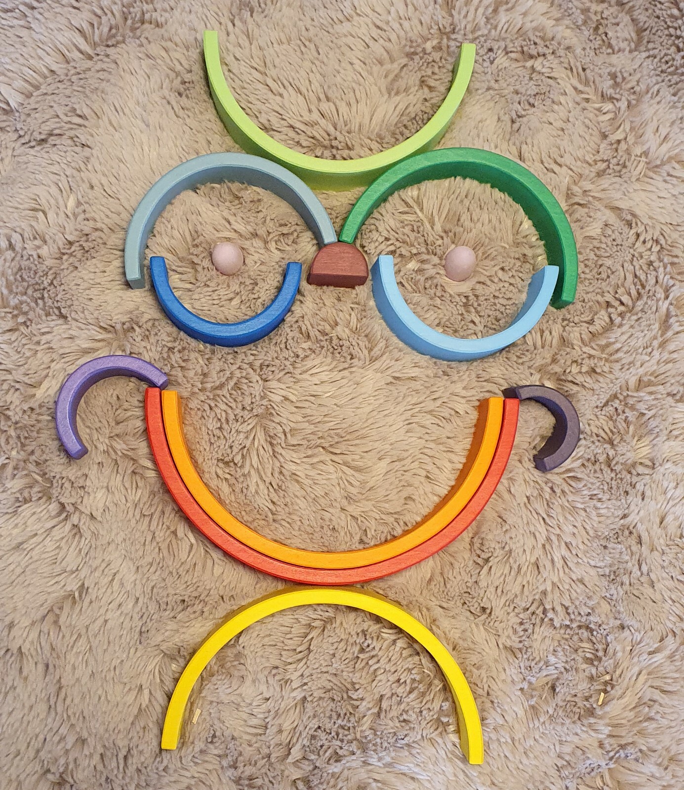 Wooden Waldorf Rainbow Stacker Toy Grimms Style +1 Age 12 pcs.