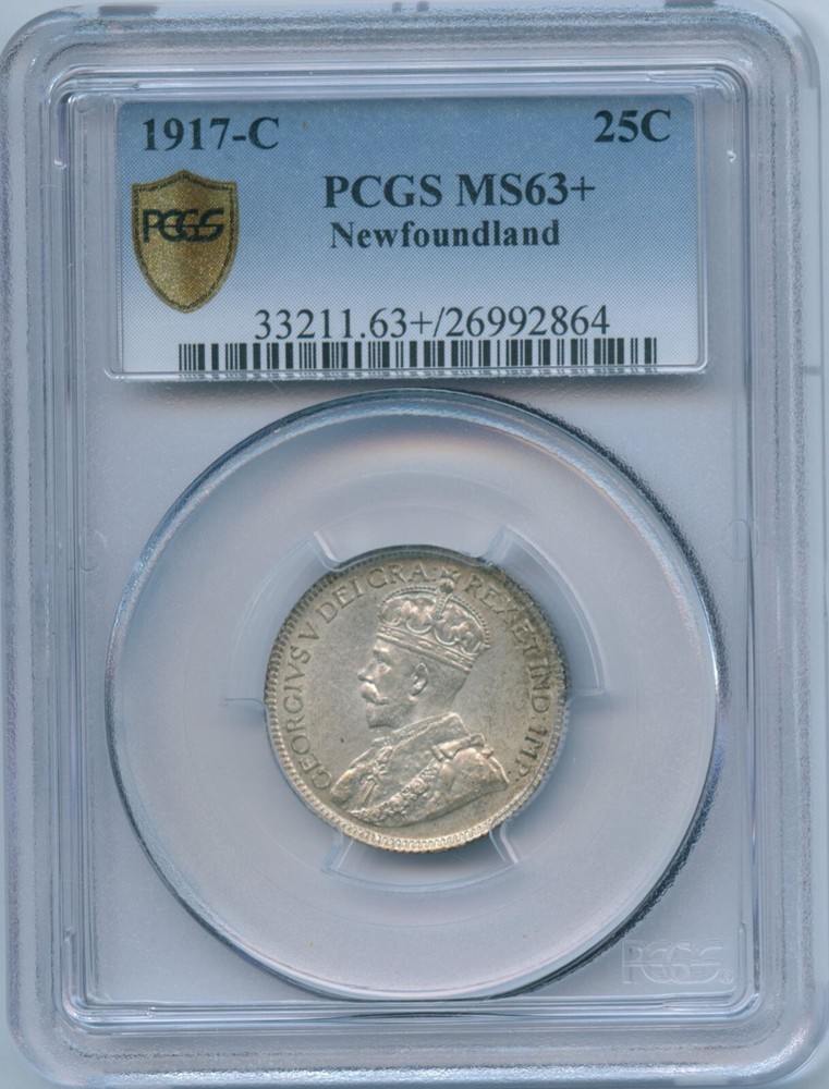 1917-C Newfoundland Twenty-Five Cents - PCGS MS63+