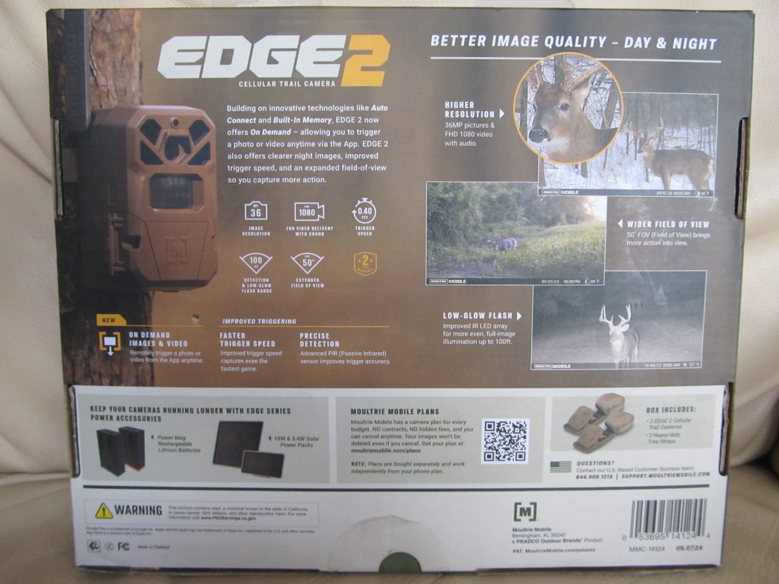 Moultrie Mobile Edge 2 Cellular Trail Camera Beige, NEW IN BOX-2 PACK KIT
