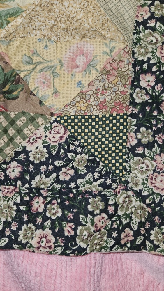Homemade Multi Print Lightweight Patchwork Quilt Throw Size 60" X 48"