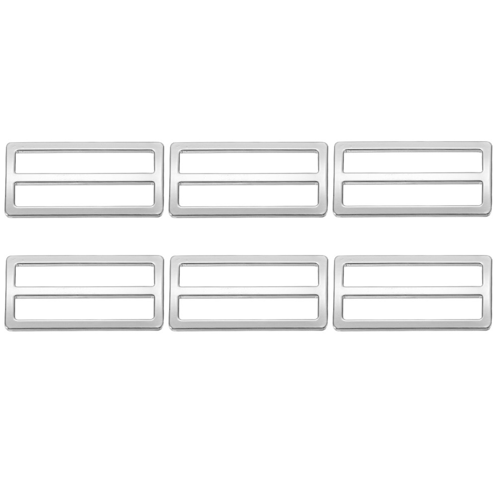 Slide Tri-Glide Buckle, 2"Metal Adjustable Slide Rectangle 6 Pcs & Silver