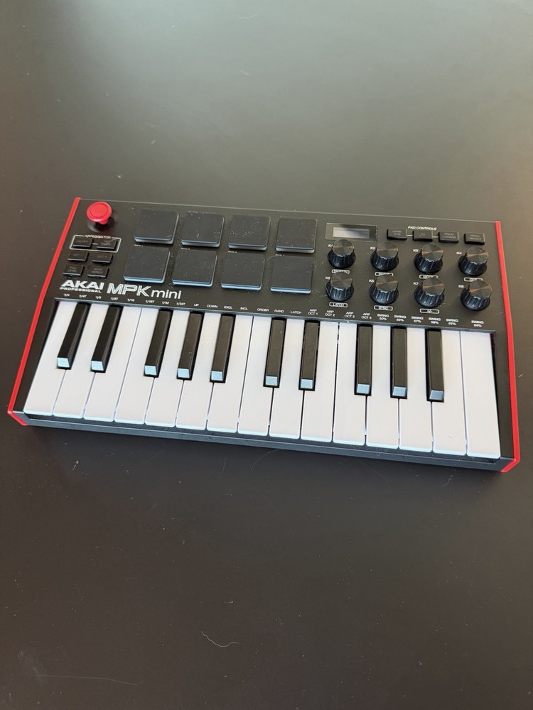 Akai Professional MPK Mini MK3 MIDI Controller Keyboard Red White Black