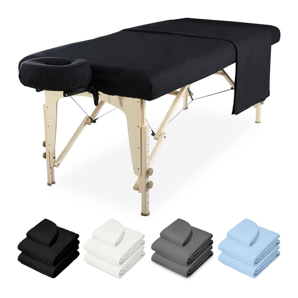 Massage Table Sheets Set - 3 Pcs 100% Cotton Flannel - Includes Fitted Sheets...