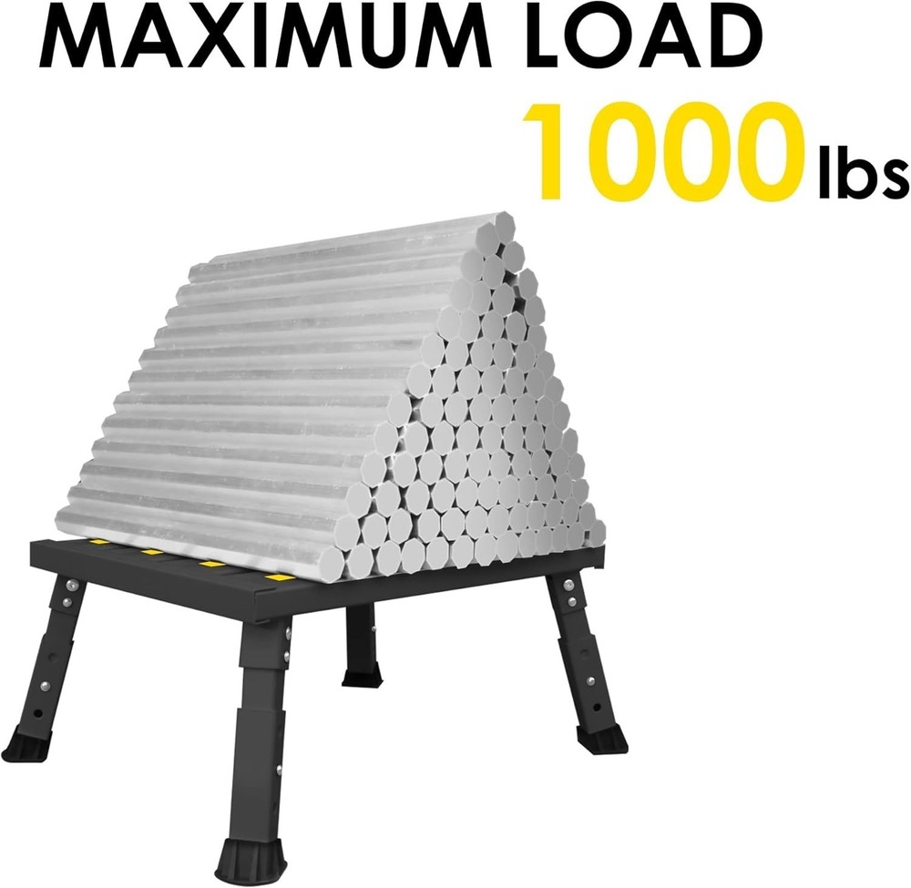 Adjustable Height Aluminum RV Step Stable Foldable Platform Step Stool 1,000lb