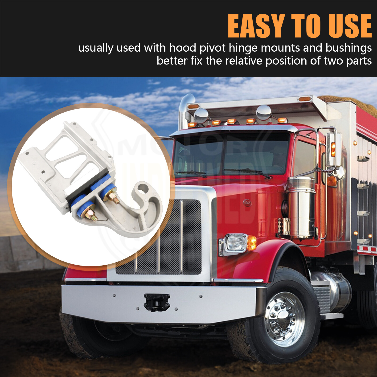 For Peterbilt 379 378 Engine Hood Hinge Pivot Bolt Kit Bushing Mount Bracket Kit