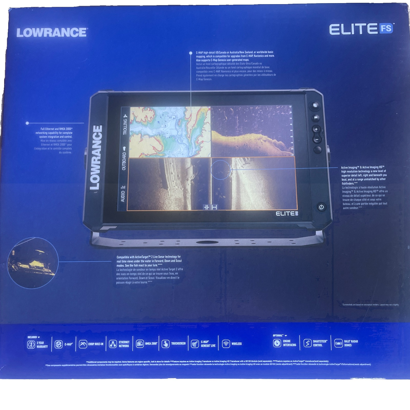 Lowrance Elite FS 12 Fishfinder Chartplotter w/ CMAP Discover Maps NO Transducer