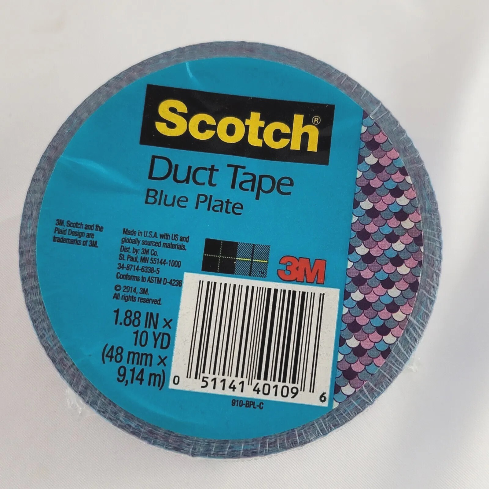 Scotch Pattern Duct Tape 1.88 Inch X 10 Yards (48mm × 9,14m) Blue Plate