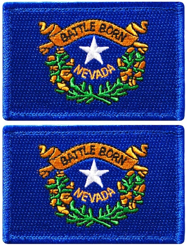 Nevada State Flag Battle Born Embroidered Patch |2PC  HOOK BACKING 3"x2"