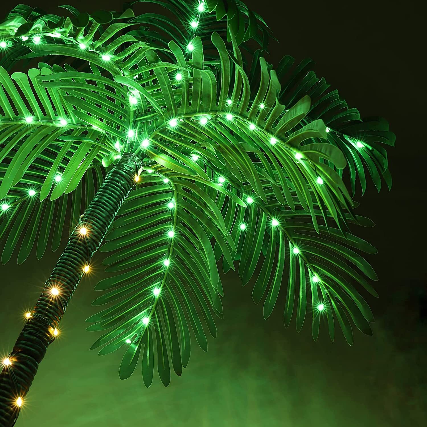 6FT Artificial Palm Tree 3 Trunks LED Lighted Outdoor Decor for Tiki Bar Party
