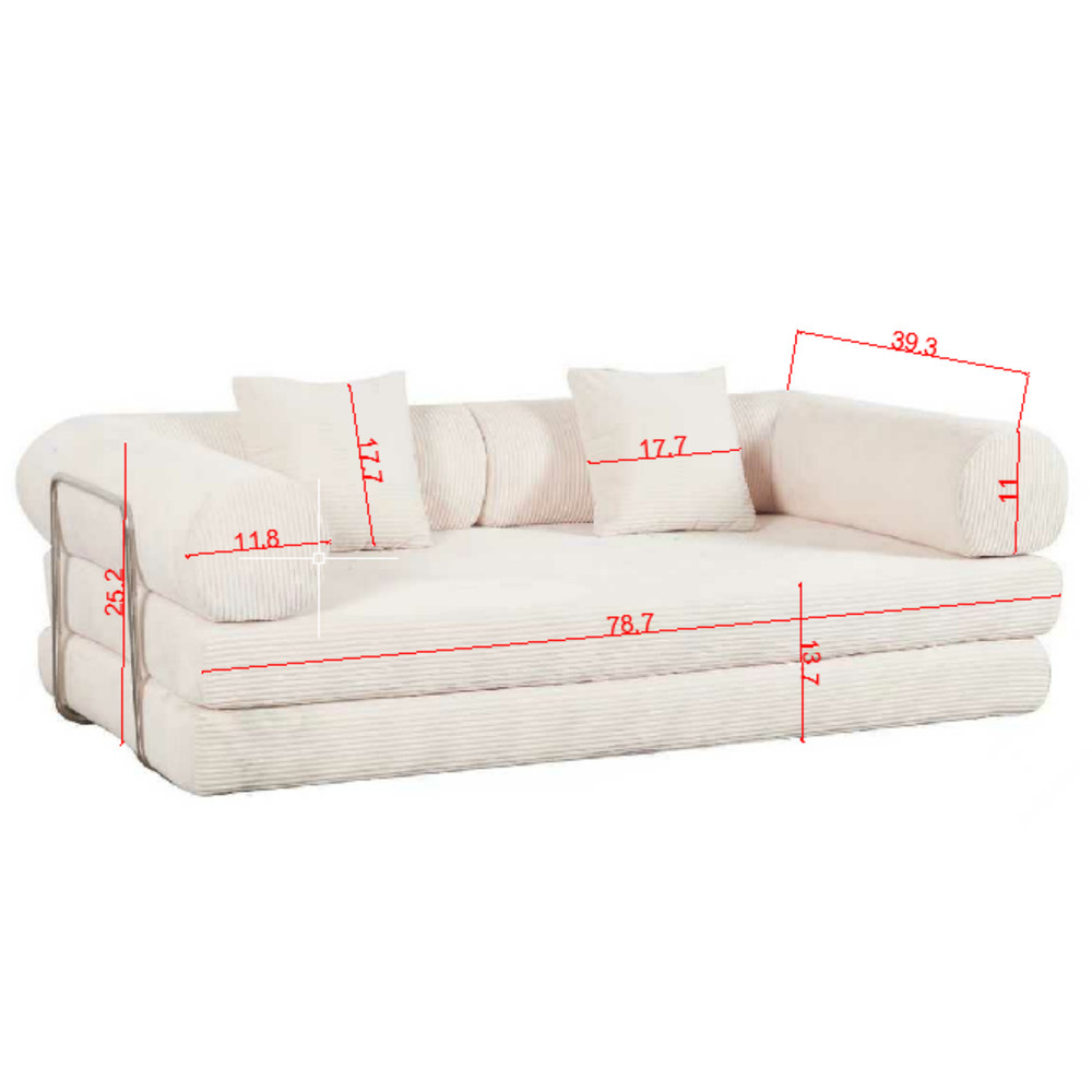 Folding Sleeper Sofa Bed Floor Compression Sofa w/ Metal Frame for Small Space