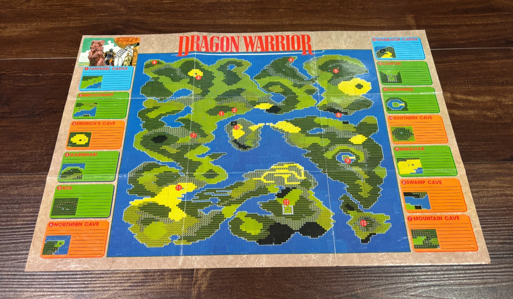 Dragon Warrior Map Poster Monster Chart Insert Nintendo NES Manual Only