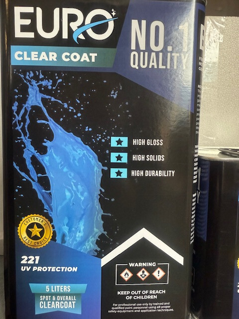 2K Euro 2:1 Clear Coat 54% High Solids Medium Hardener Air Dry 7.5 Liter Kit UV