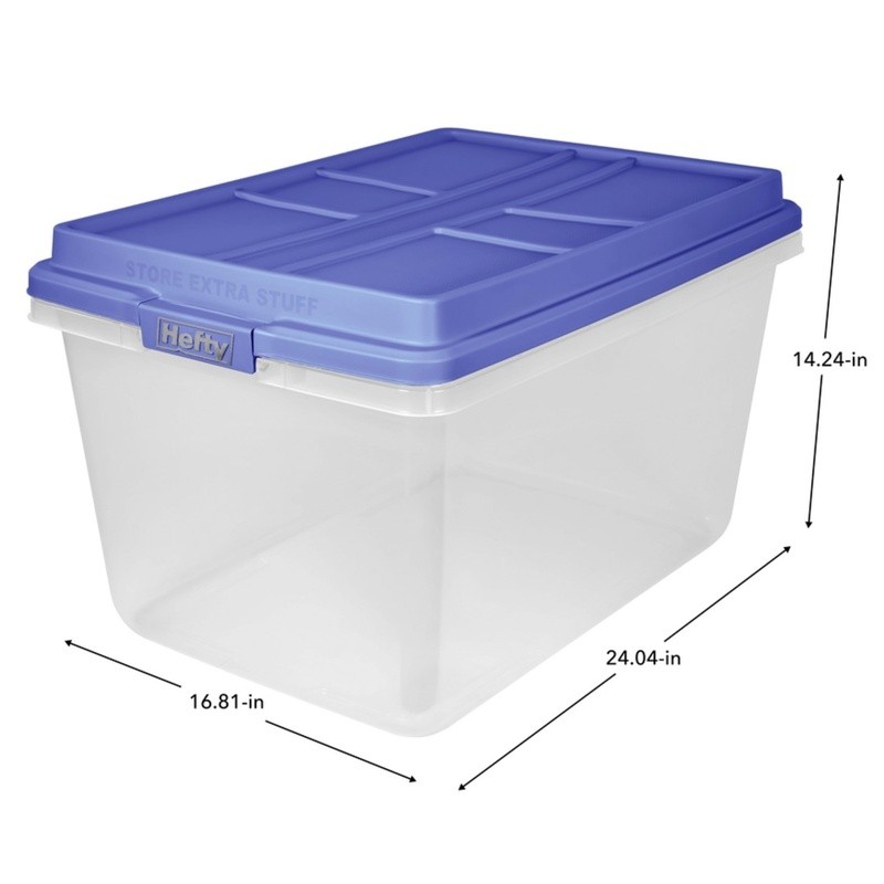 Stackable Clear Storage Bin 72qt Plastic Container W/ Strong Latches Organizing