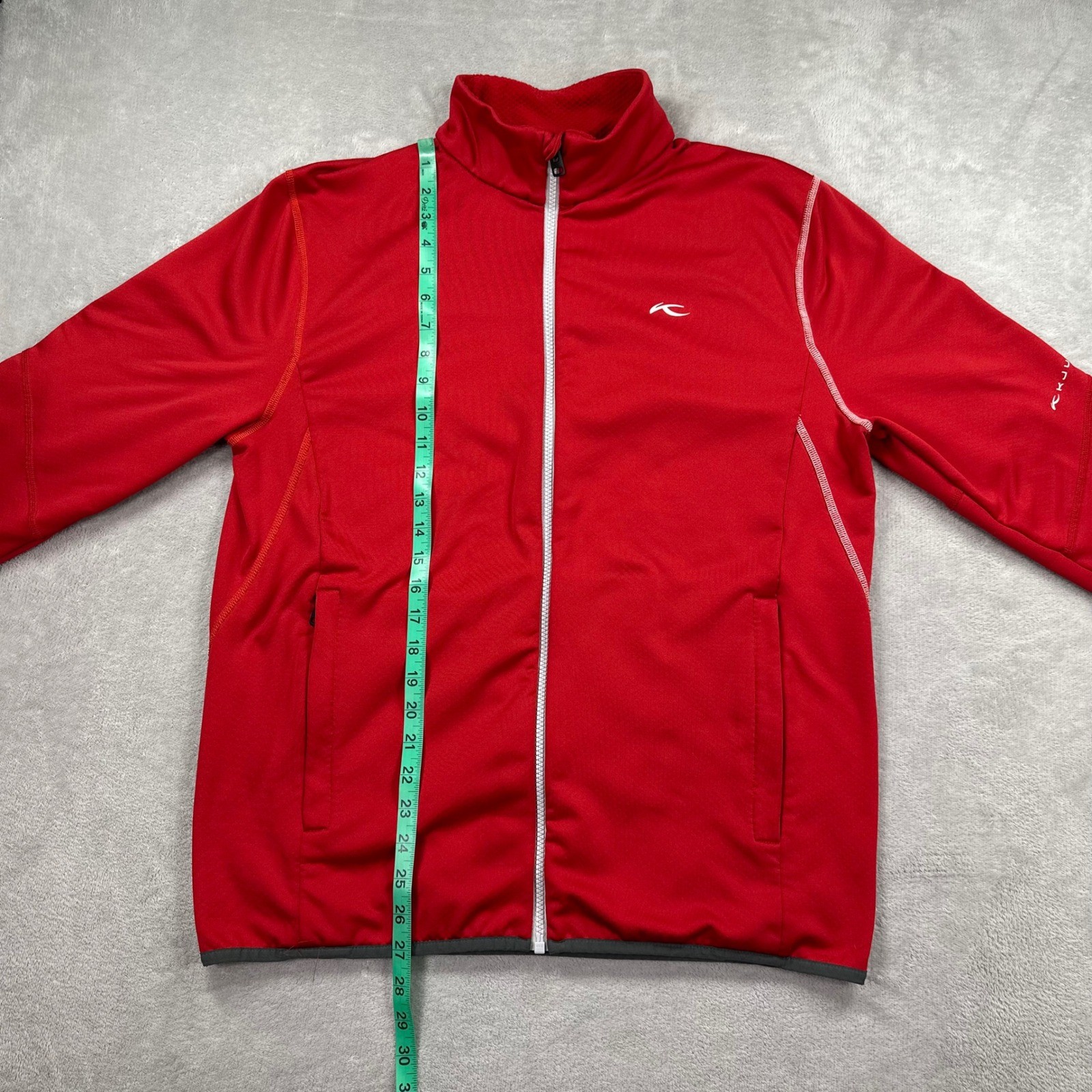 KJUS Denholm Jacket Men XL Red Full Zip Lightweight Technical Midlayer Outdoors
