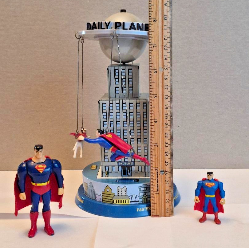 VINTAGE 2001 SCHYLLING Superman Classic Tin Carousel and figures lot