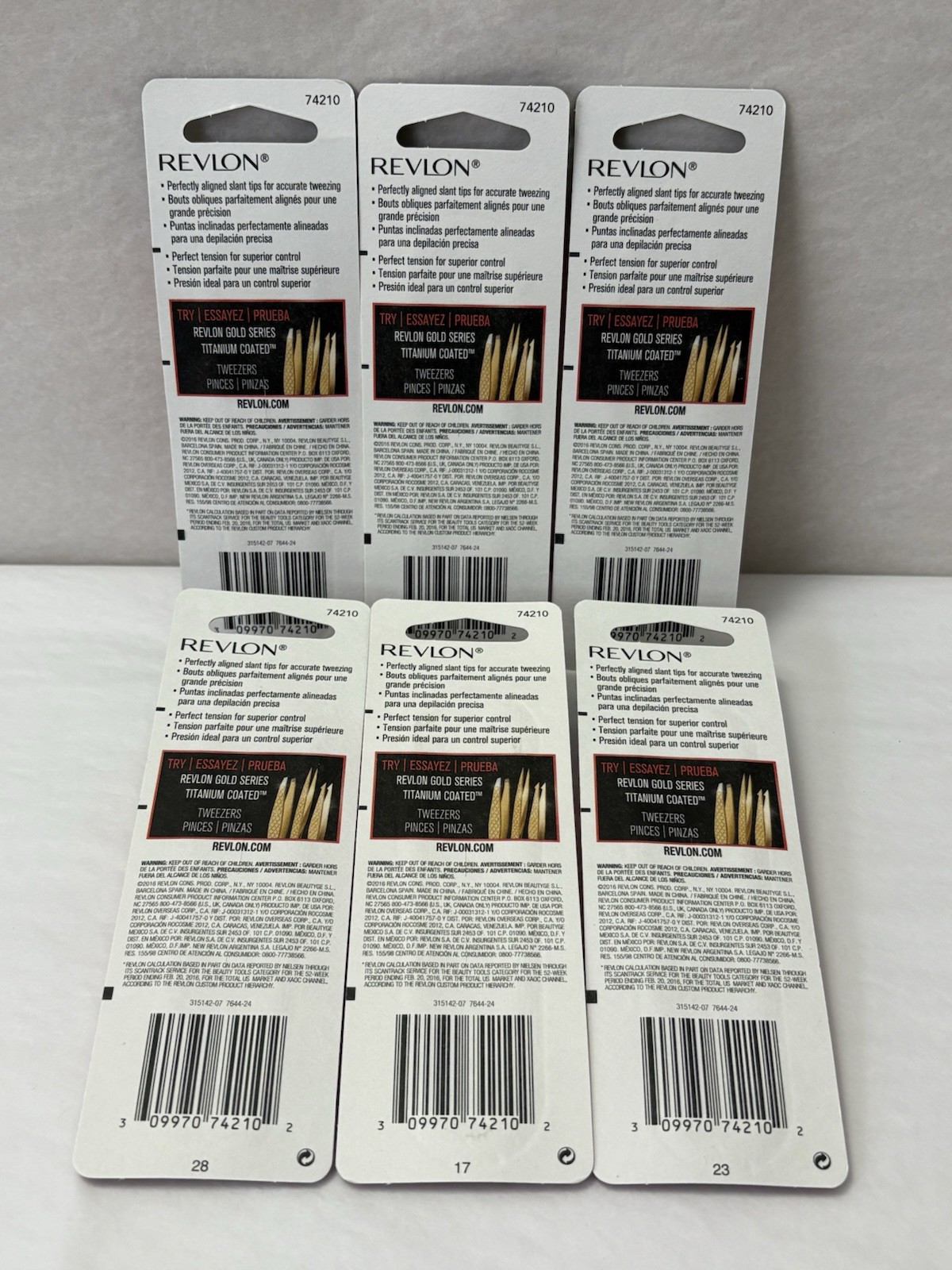 New Revlon Expert Slant Tweezer tip Made With Stainless Steel 6-PACK