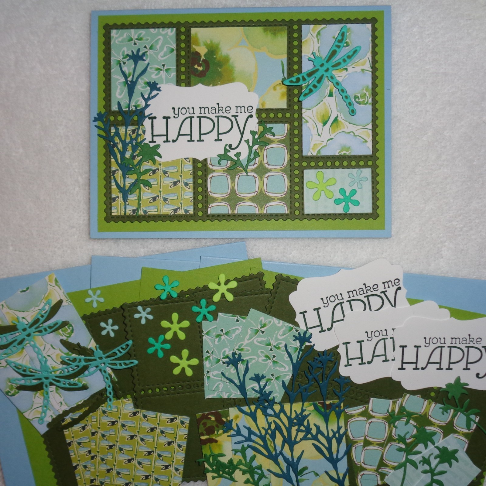 Stampin Up! Card Kit FRIENDSHIP Postage Collage YOU MAKE ME HAPPY Dragonfly
