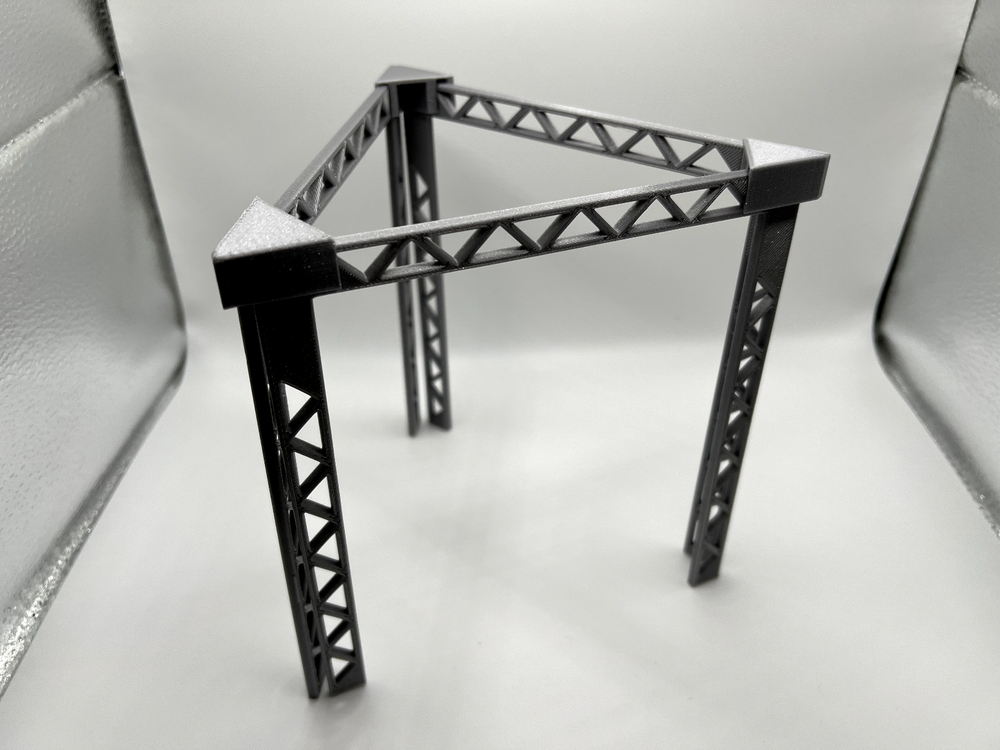 O Scale Three Sided Wide Corner Trestle Platform for Elevated Train Curves