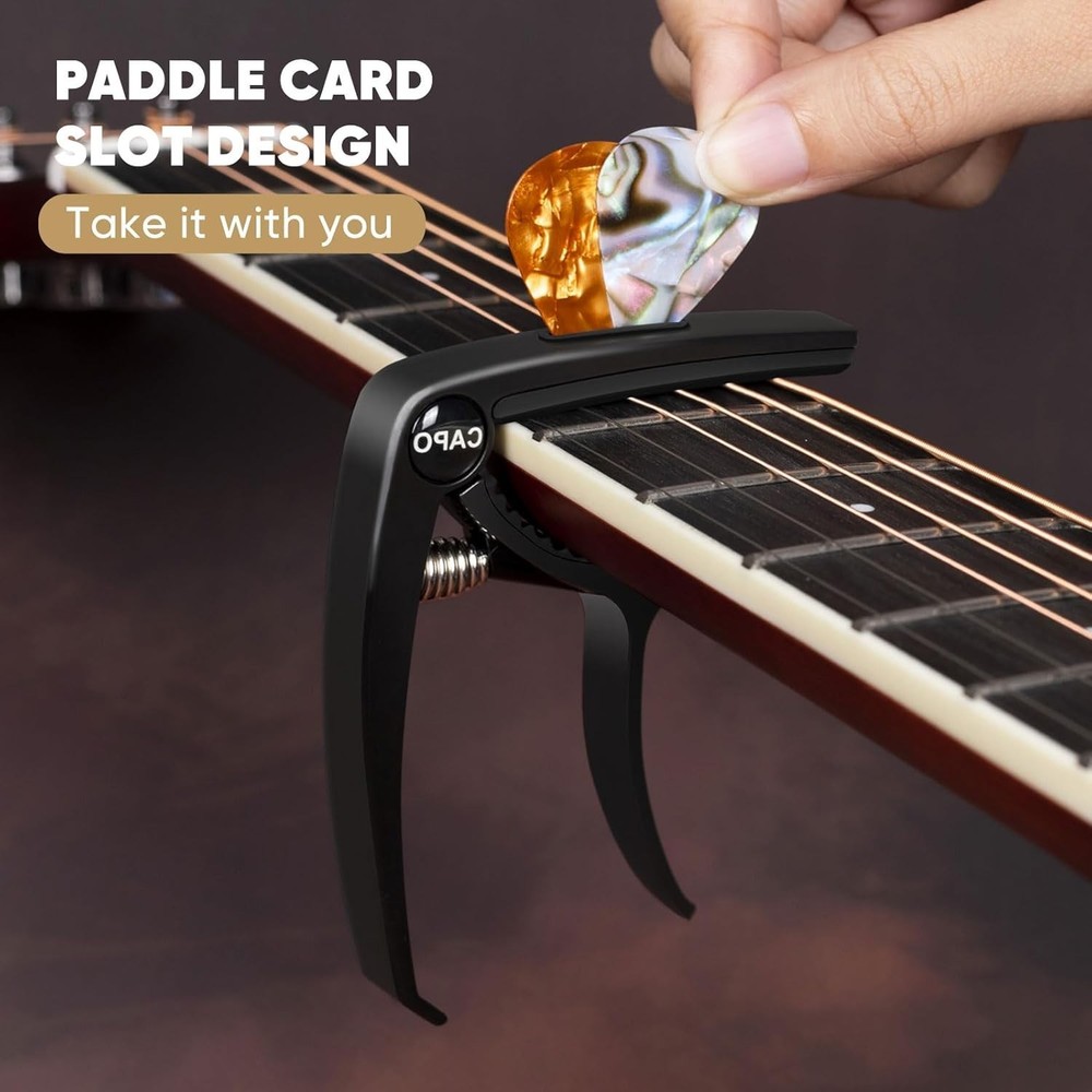 Precision 6-String Guitar Capo with Picks - Fast, Durable, and Universal