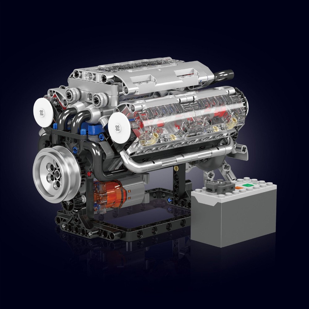 Visible V8 Engine Motor Engineering Model Building Stacking Blocks Gift New