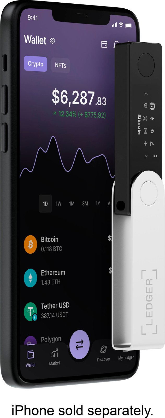 Ledger - Nano X Crypto Hardware Wallet - Bluetooth - Onyx Black