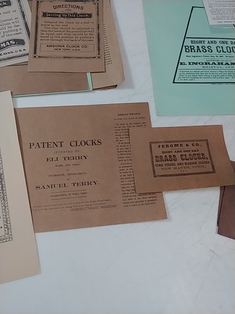 Restoration Replacement Paper Clock Labels & CLOCK DIRECTIONS