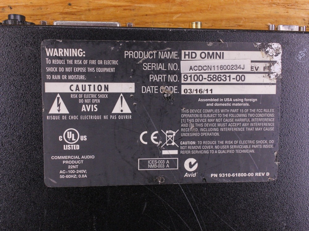 Avid HD OMNI Audio Interface BLEMISH