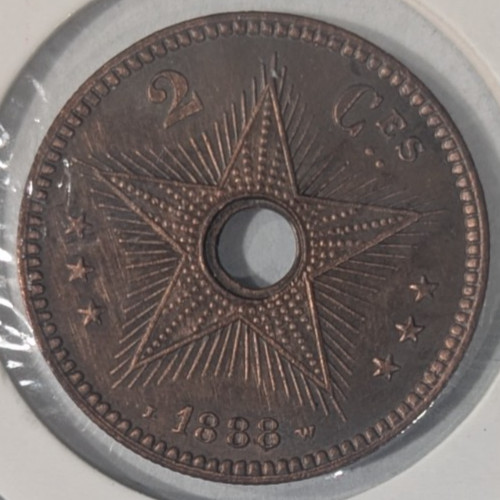 1888 Belgian Congo Free State 2 Centimes
