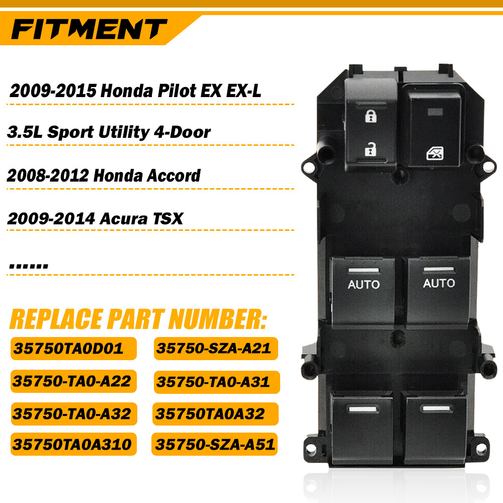 New Driver Left Master Power Window Door Switch For 2008-12 Honda Accord EX&EXL