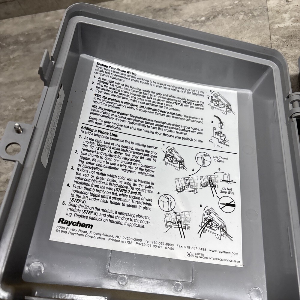 Raychem / US West Telephone Network Interface Device Box