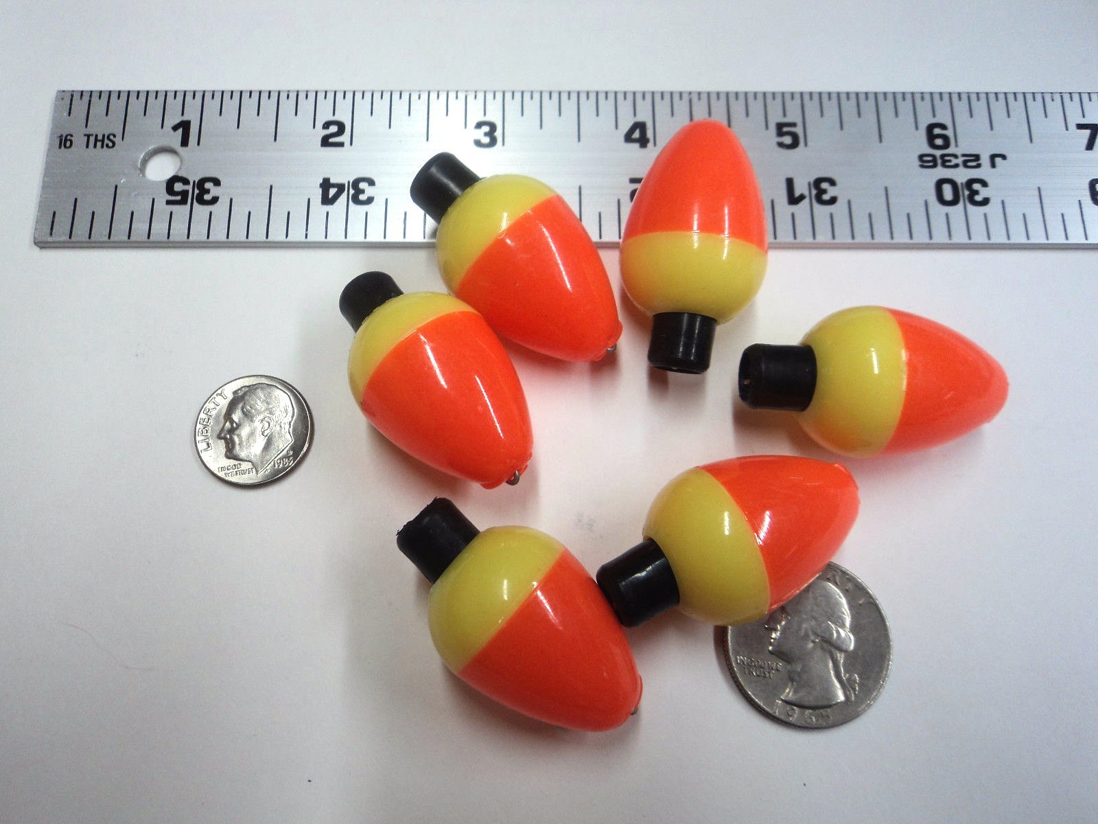 Pear Bobber 7/8" diameter TWO Packs (6 per pk) Orange/Yellow #P78P-50F