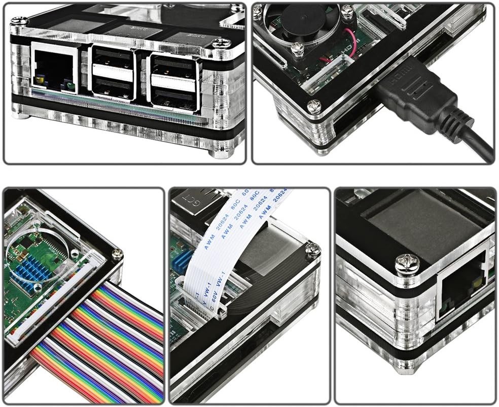 Complete Raspberry Pi 3 B+ Case Set with Cooling System & Stylish Acrylic Design